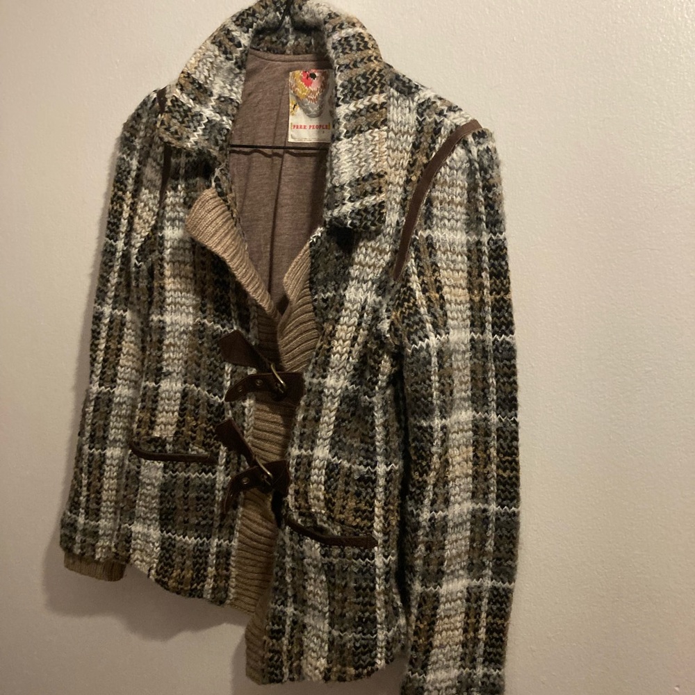 Y2k FREE PEOPLE PLAID SWEATER WITH BUCKLES - Picture 5 of 7